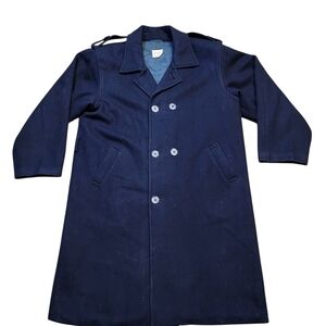 80s Vintage Designer Made In Europe Elegant Navy Double-Breasted Trench Coat